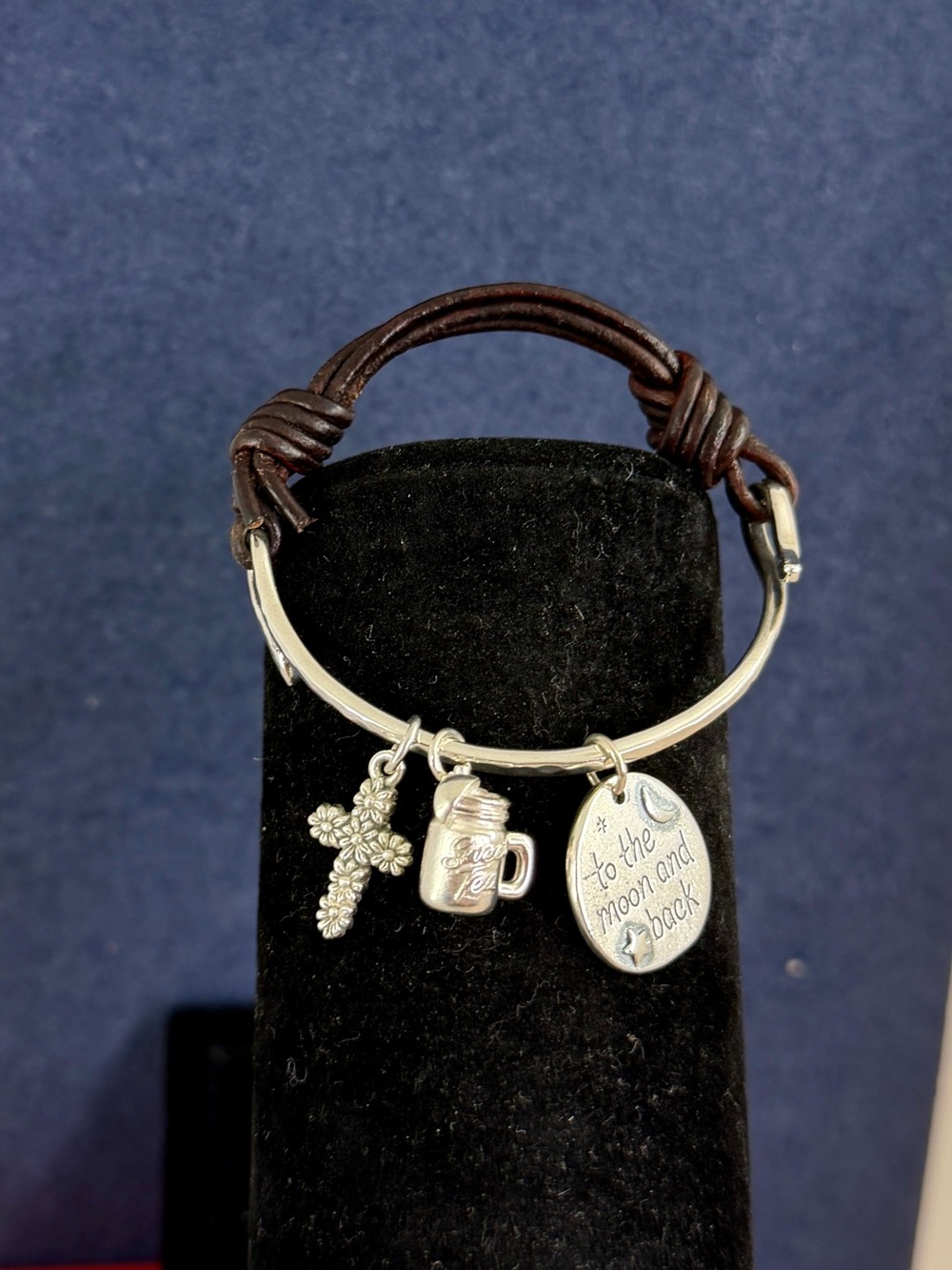 JAMES AVERY Brown Leather Sterling Silver Hook As You Wish Charm Holder Bracelet